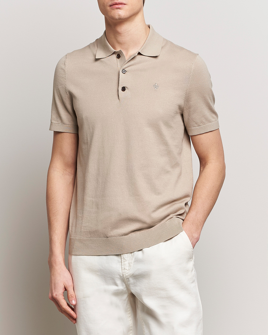 Heren | Preppy Authentic | Morris | Cenric Cotton Knitted Short Sleeve Polo Khaki