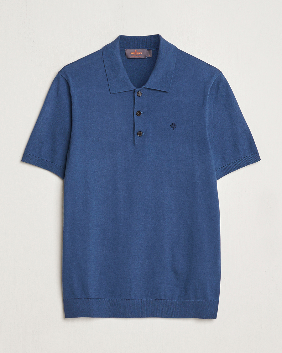 Heren | Truien | Morris | Cenric Cotton Knitted Short Sleeve Polo Navy