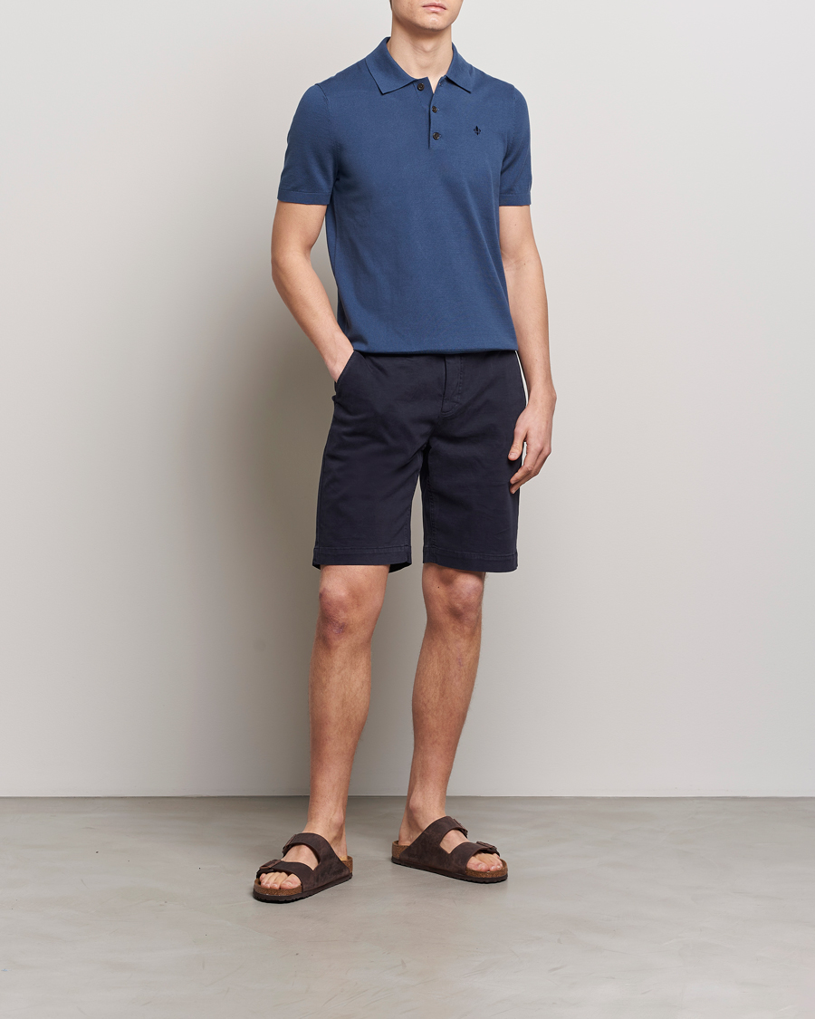 Heren | Truien | Morris | Cenric Cotton Knitted Short Sleeve Polo Navy