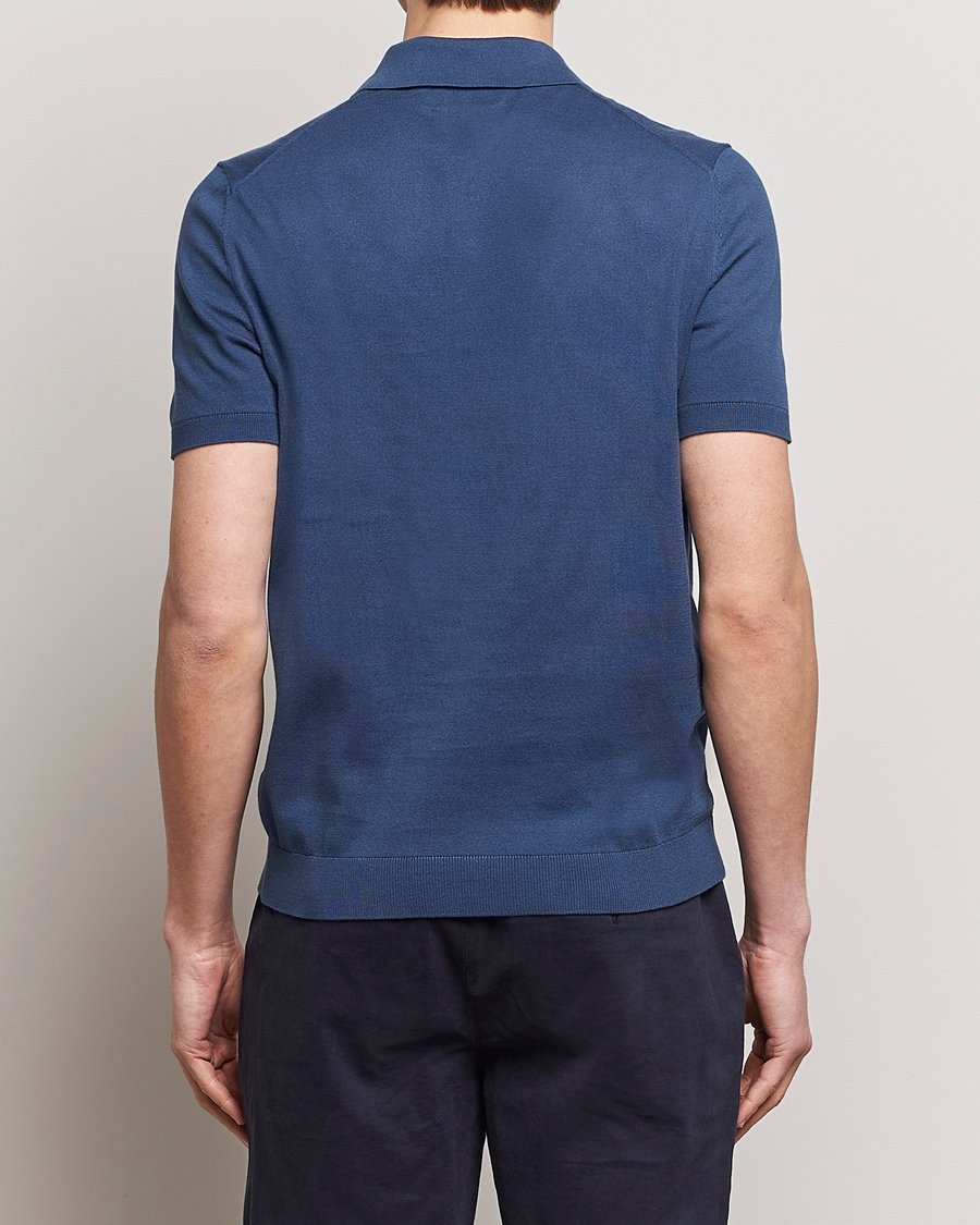 Heren | Truien | Morris | Cenric Cotton Knitted Short Sleeve Polo Navy