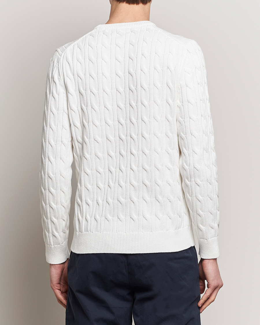 Heren | Truien | Morris | Ethan Cotton Cable Crew Neck Off White