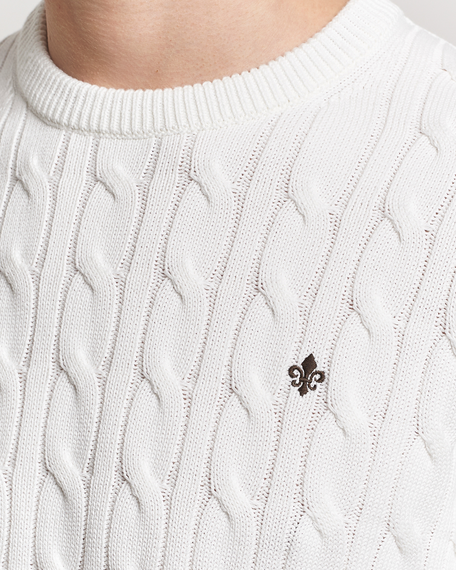 Heren | Truien | Morris | Ethan Cotton Cable Crew Neck Off White