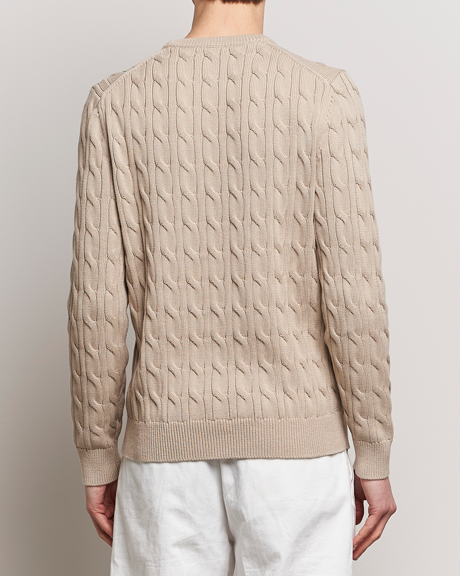 Heren | Truien | Morris | Ethan Cotton Cable Crew Neck Khaki