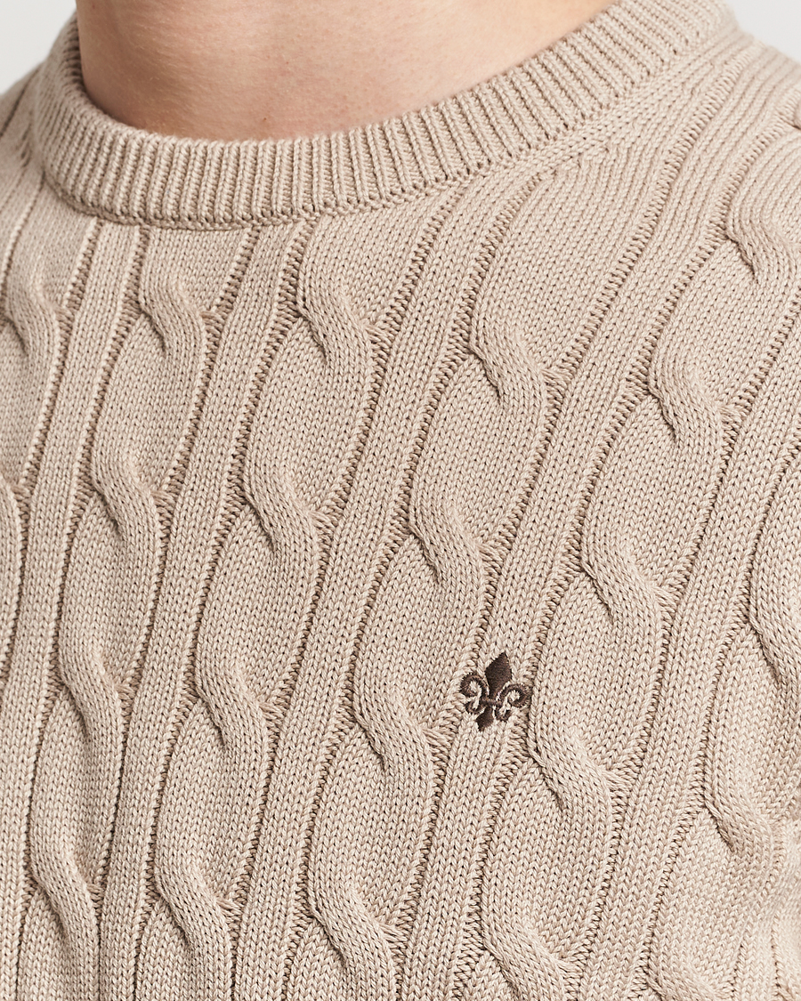 Heren | Truien | Morris | Ethan Cotton Cable Crew Neck Khaki