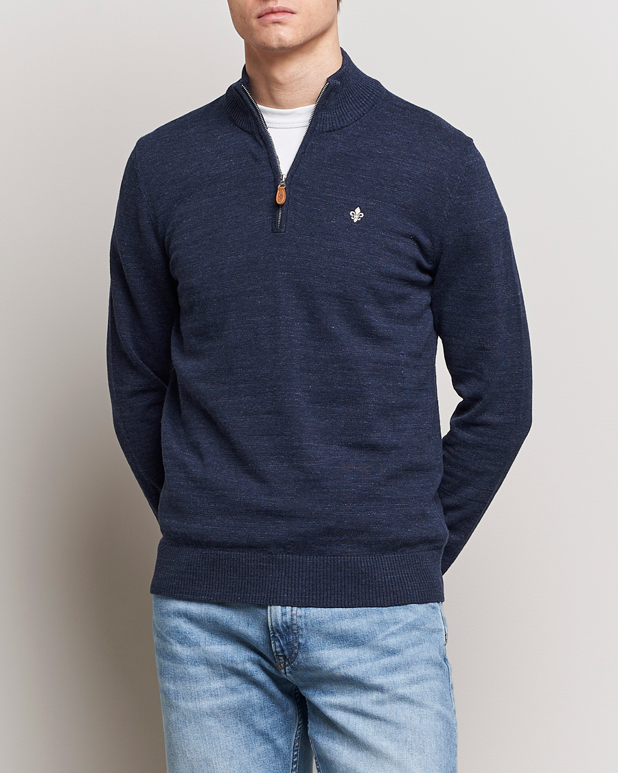 Heren | Half-zip | Morris | Randall Cotton Half Zip Navy