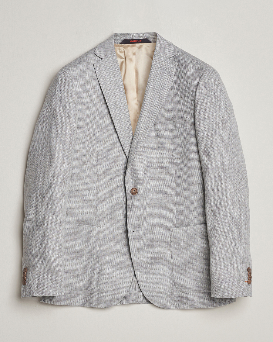Heren | Blazers | Morris | Hayes Linen Herringbone Blazer Grey