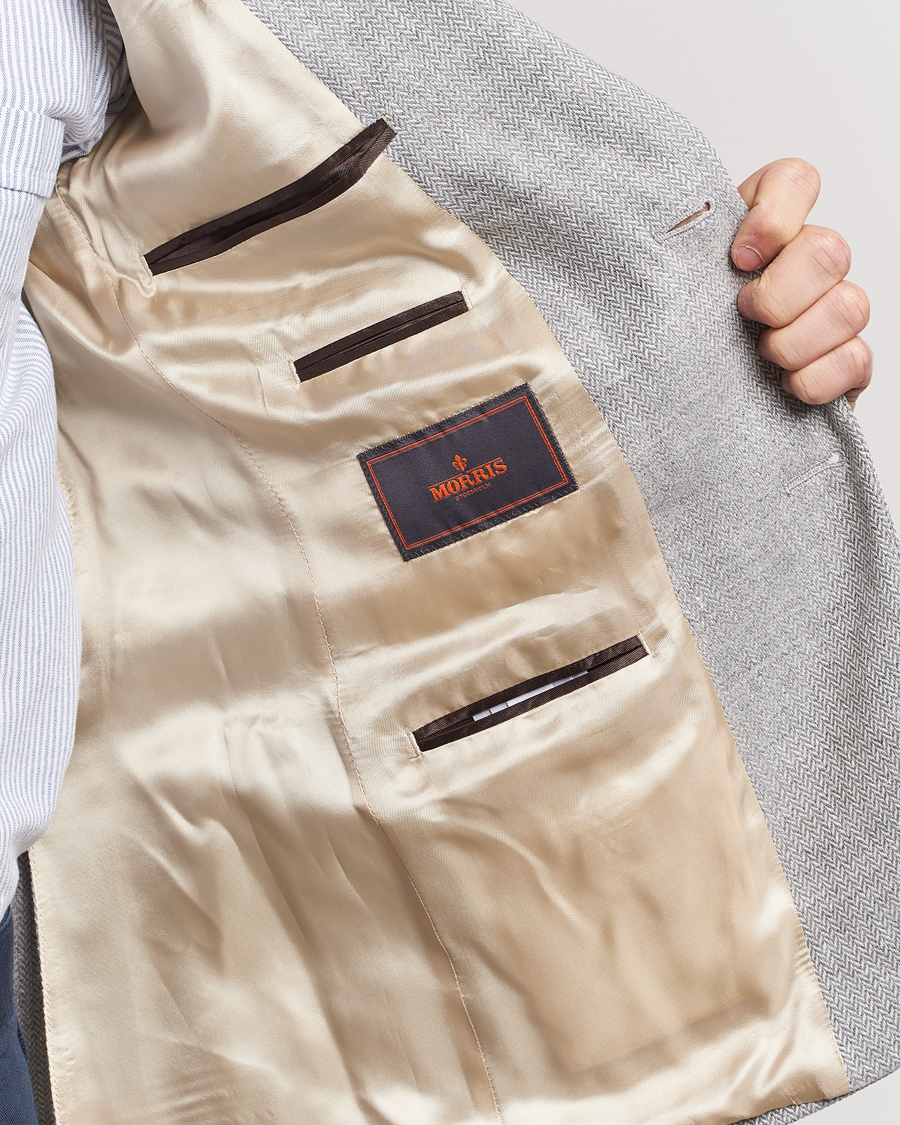 Heren | Blazers | Morris | Hayes Linen Herringbone Blazer Grey