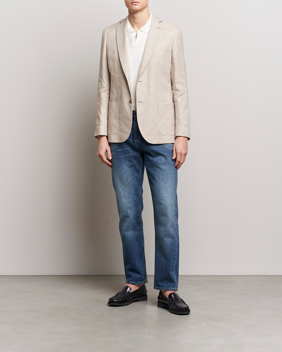 Heren | Blazers | Morris | Archie Cotton Glencheck Blazer Khaki