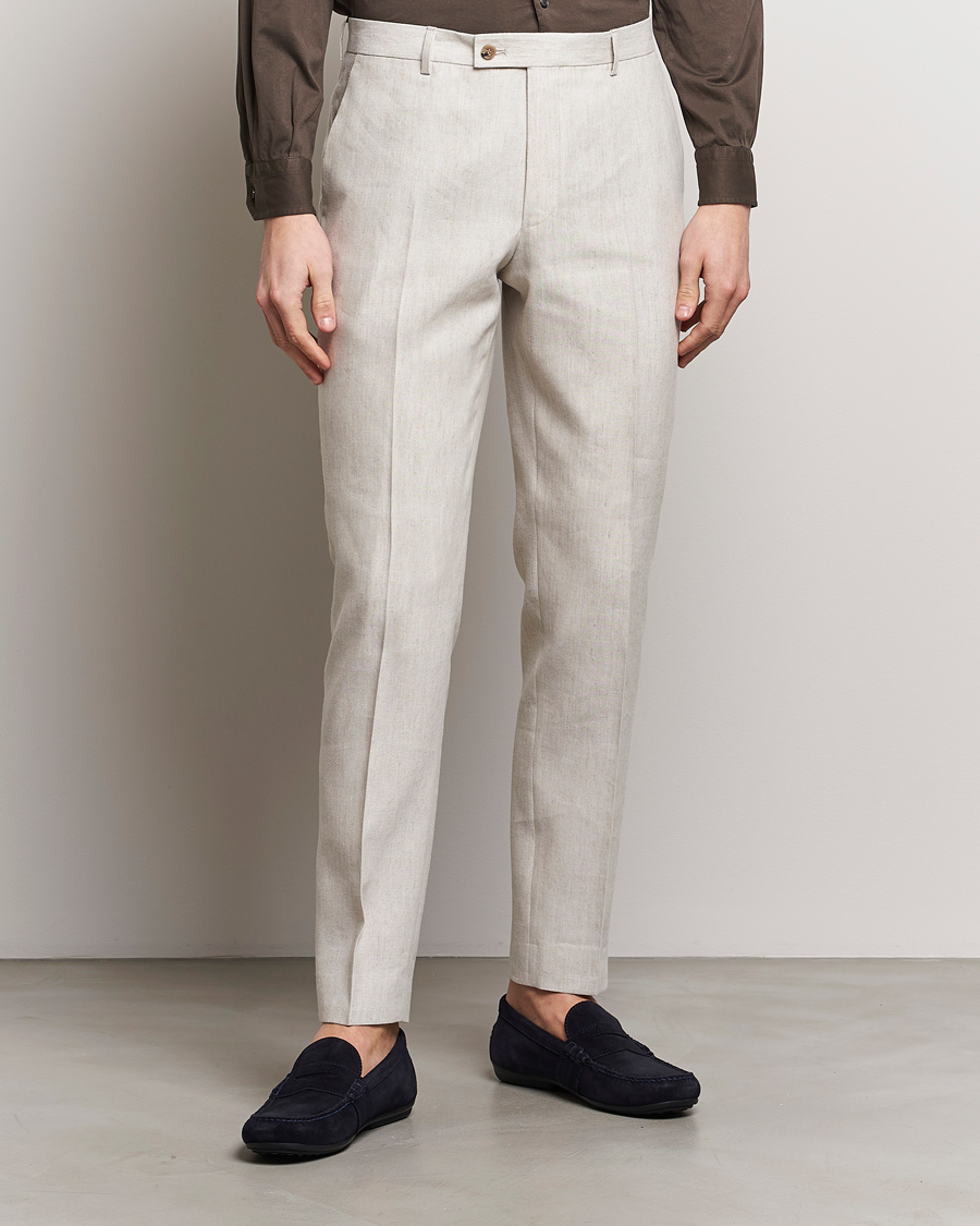 Heren | Pakbroeken | Morris | Bobby Linen Suit Trousers Khaki