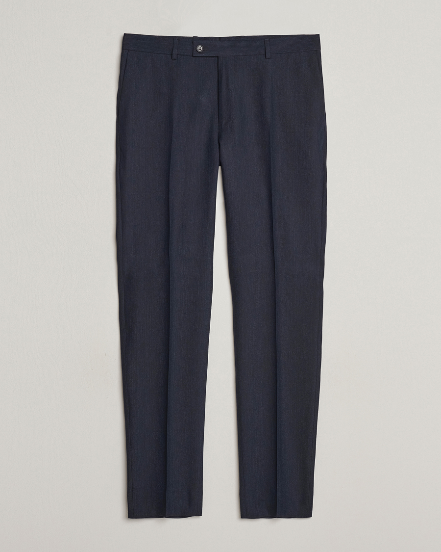Heren |  | Morris | Bobby Linen Suit Trousers Navy