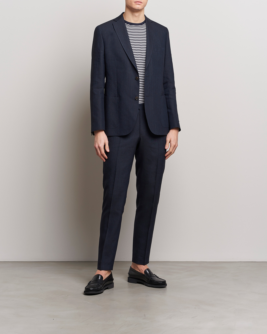 Heren | Broeken | Morris | Bobby Linen Suit Trousers Navy