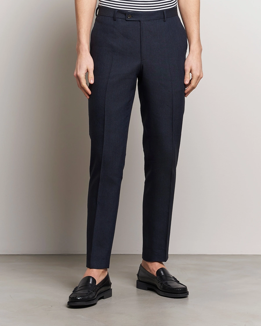 Men | Suit Trousers | Morris | Bobby Linen Suit Trousers Navy