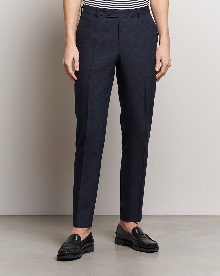 Heren | Preppy Authentic | Morris | Bobby Linen Suit Trousers Navy