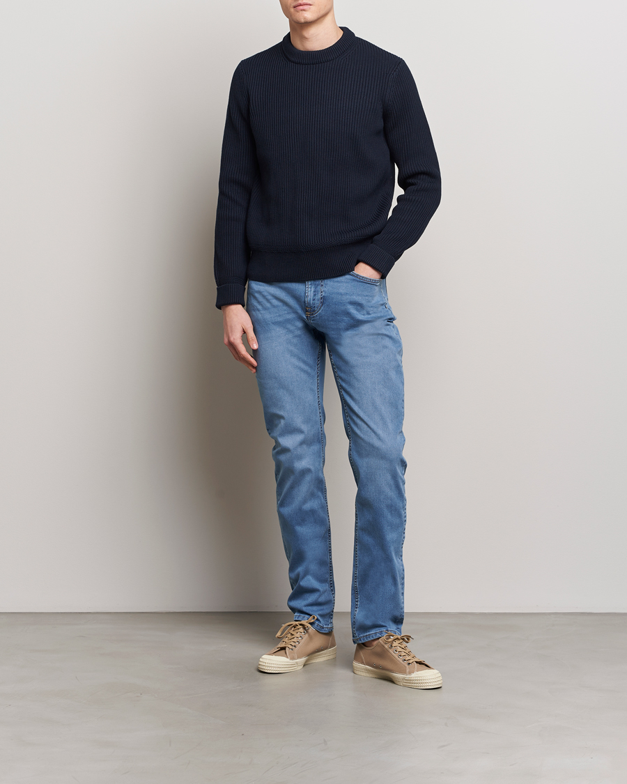 Heren | Jeans | Morris | James Satin Jeans Light Blue