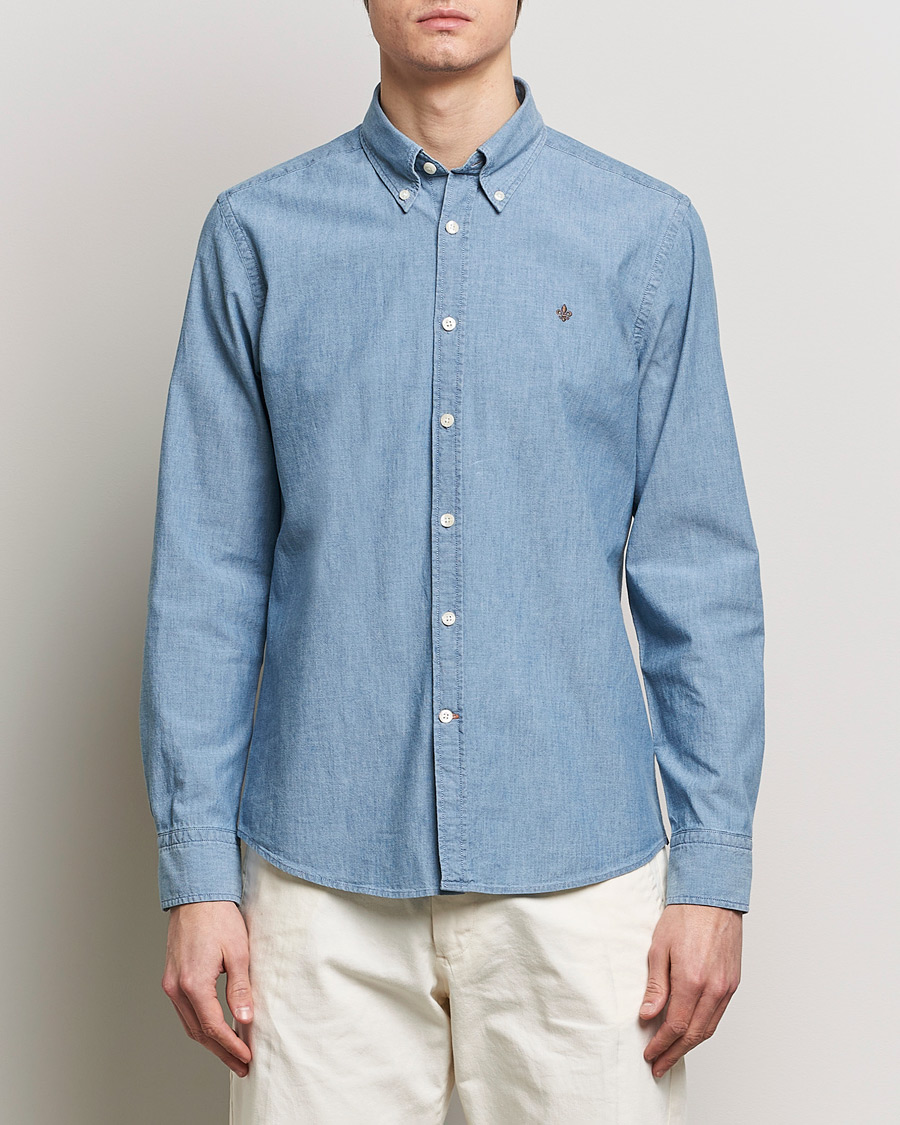 Heren | Casual | Morris | Slim Fit Chambray Shirt Blue