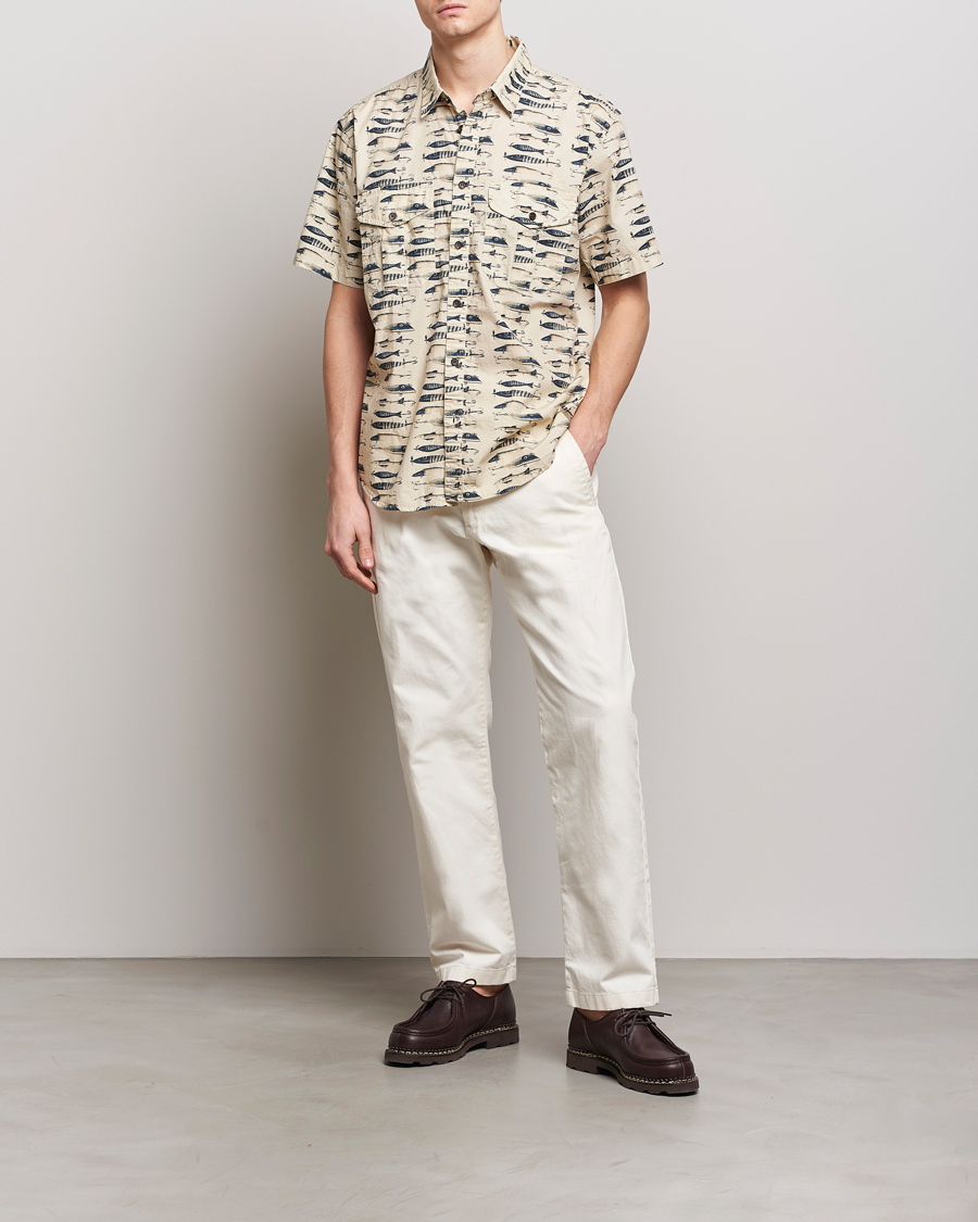 Heren | Overhemden | Filson | Washed Short Sleeve Feather Cloth Shirt Natural
