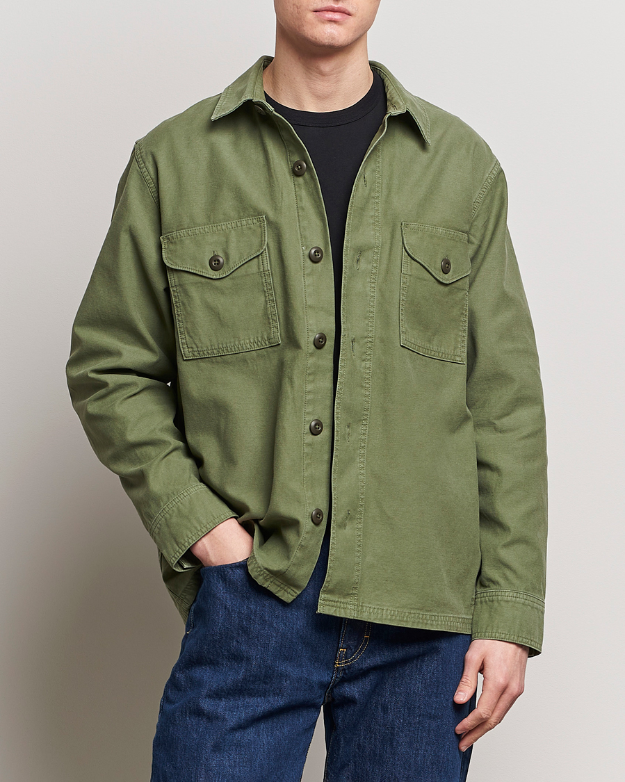 Heren | American Heritage | Filson | Reverse Sateen Jac-Shirt Washed Fatigue Green