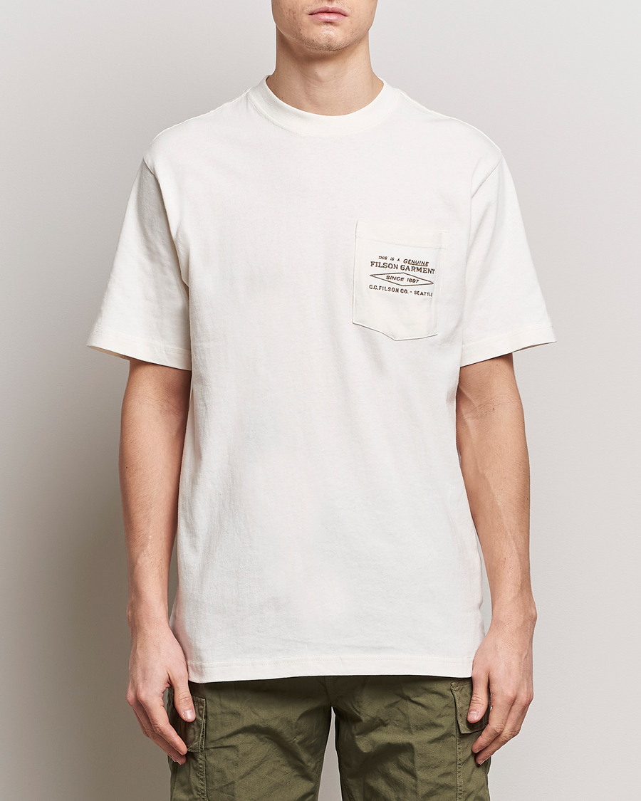 Heren | American Heritage | Filson | Embroidered Pocket T-Shirt Off White