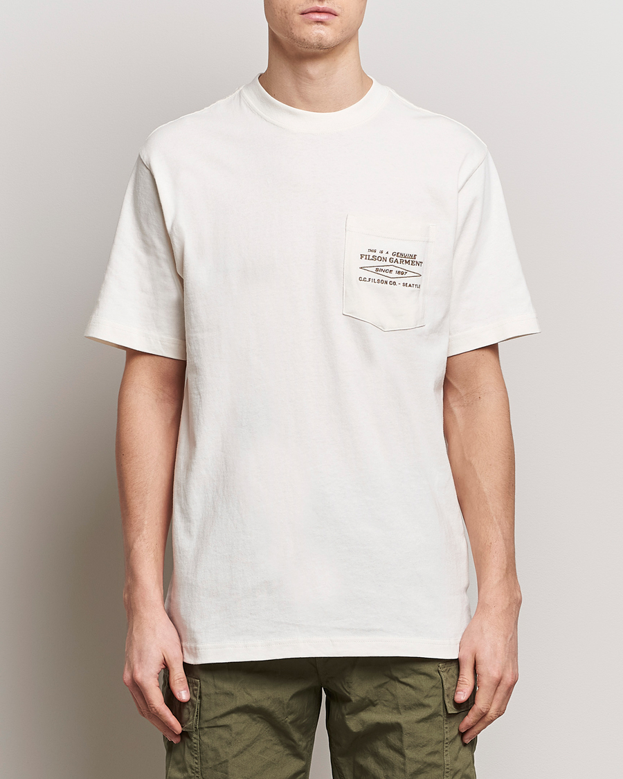 Heren | T-shirts | Filson | Embroidered Pocket T-Shirt Off White