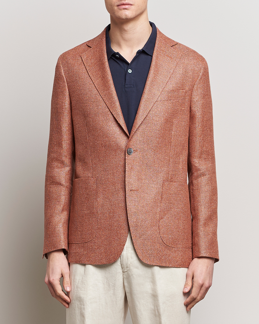 Heren | Linnen blazers | Oscar Jacobson | Ferry Hopsack Hemp/Wool Blazer Orange