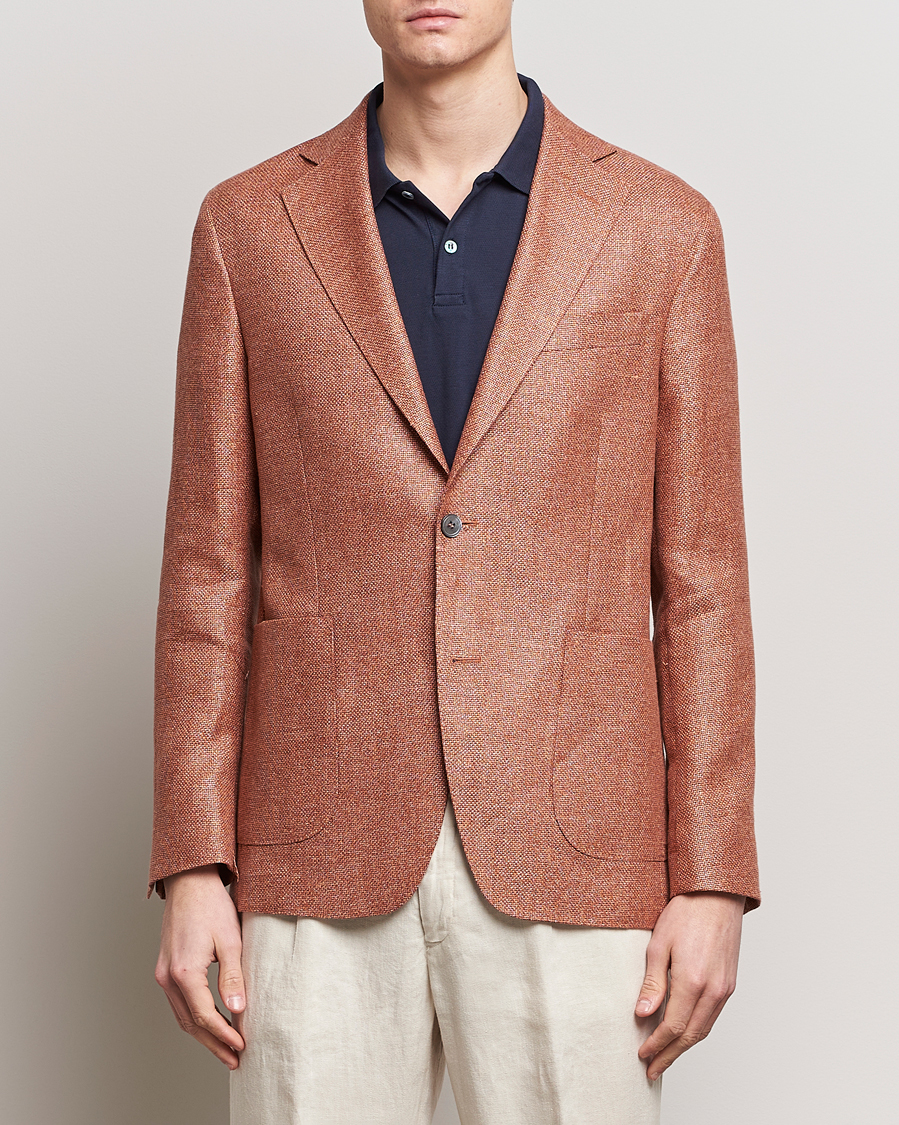 Heren |  | Oscar Jacobson | Ferry Hopsack Hemp/Wool Blazer Orange