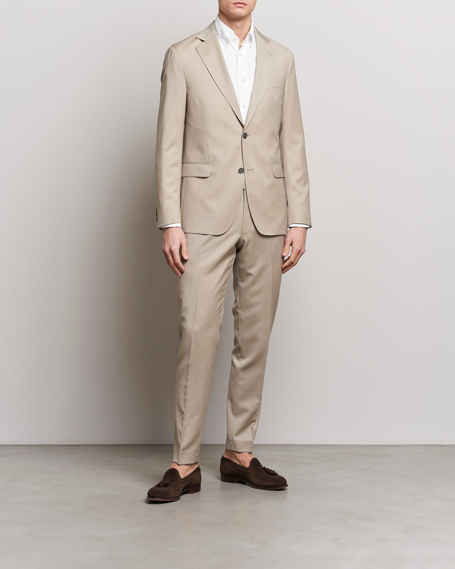 Heren | Tweedelige pakken | Oscar Jacobson | Fogerty Super 130's Wool Suit Beige