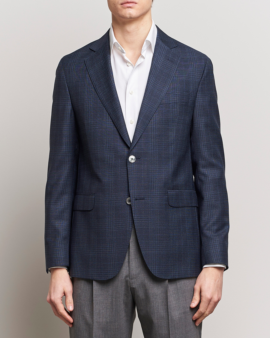 Heren | Oscar Jacobson | Oscar Jacobson | Fogerty Mini Check Wool Blazer Navy