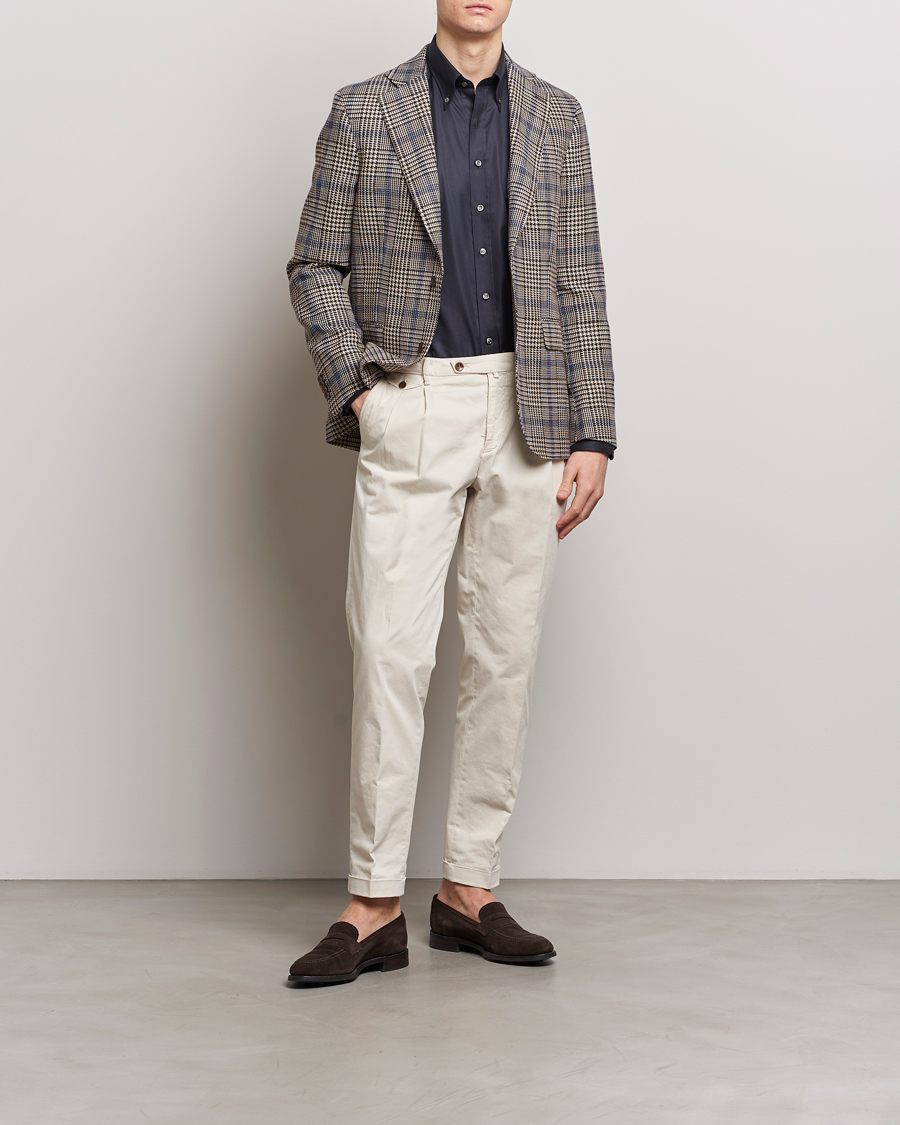 Heren | Blazers | Oscar Jacobson | Ferry Soft Checked Cotton/Linen Blazer Beige