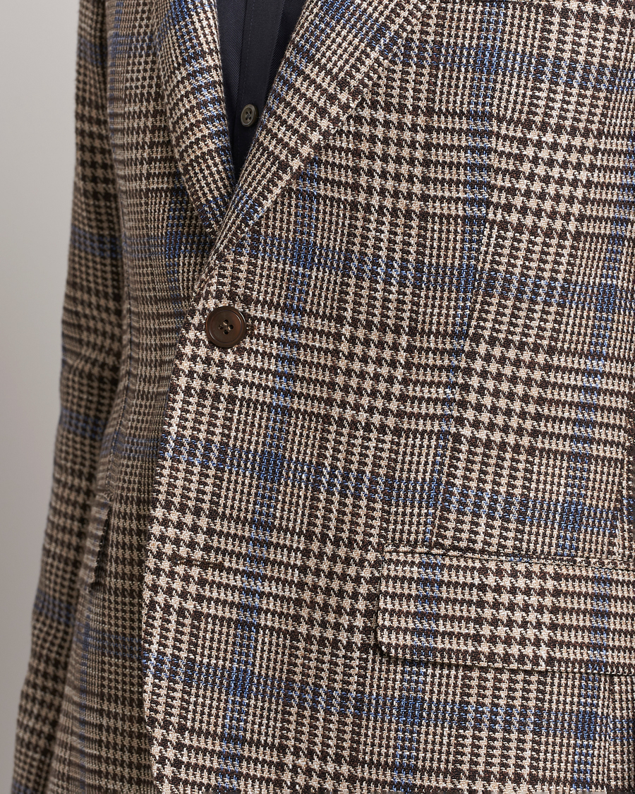 Heren | Blazers | Oscar Jacobson | Ferry Soft Checked Cotton/Linen Blazer Beige