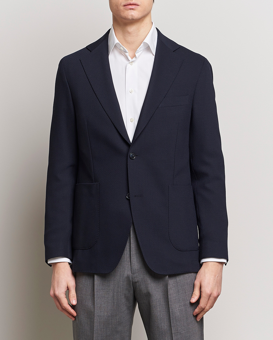 Men |  | Oscar Jacobson | Ferry Patch Soft Wool Blazer Navy