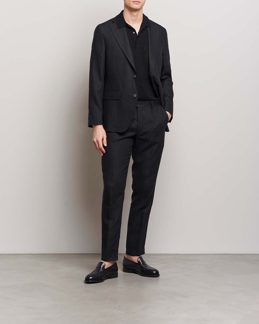 Heren | Blazers | Oscar Jacobson | Fogerty Linen Blazer Black