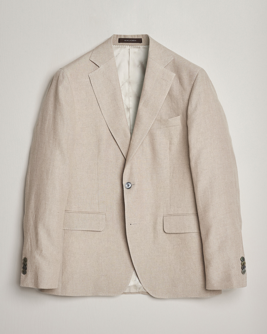 Heren | Blazers | Oscar Jacobson | Fogerty Linen Blazer Beige