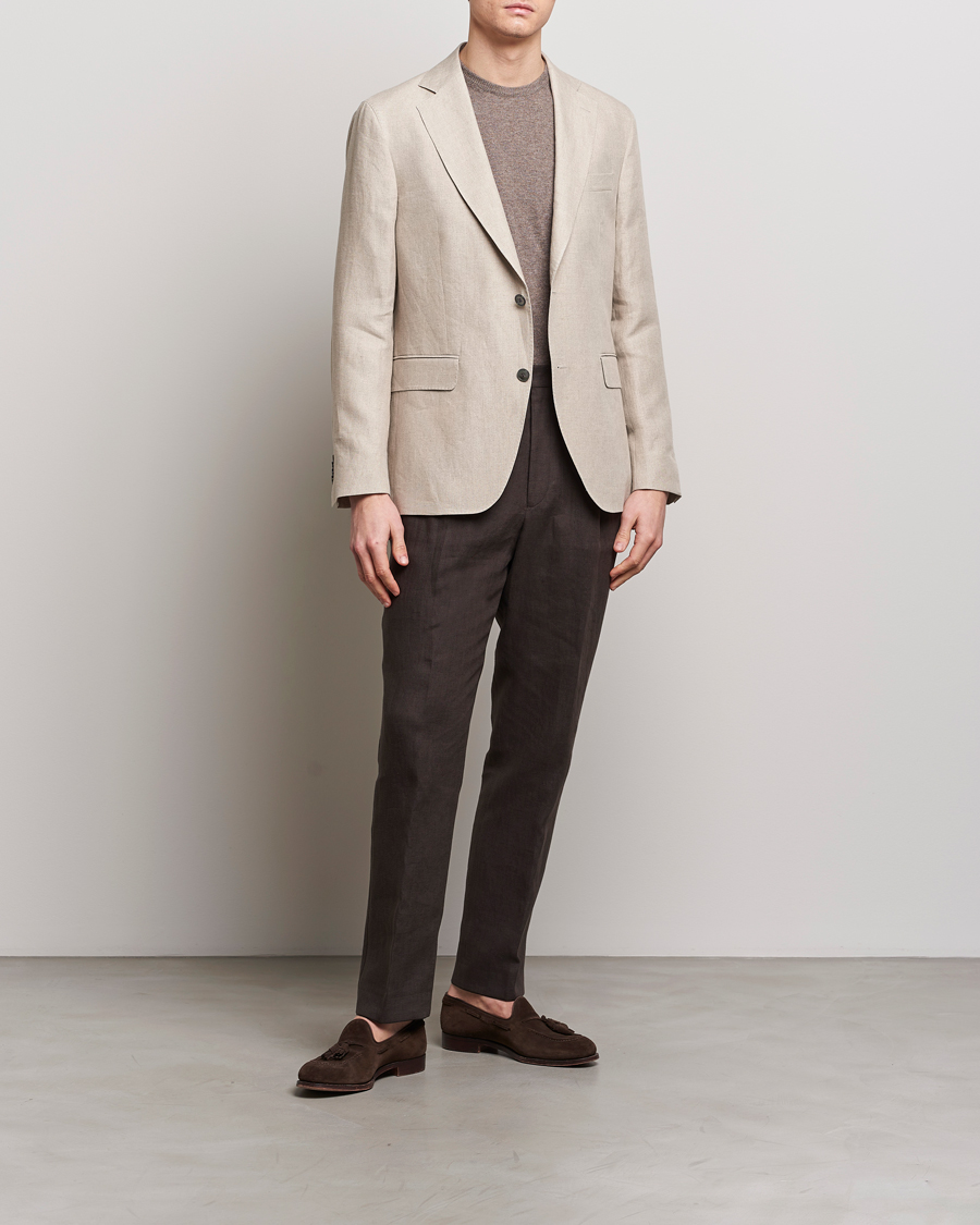 Heren | Blazers | Oscar Jacobson | Fogerty Linen Blazer Beige