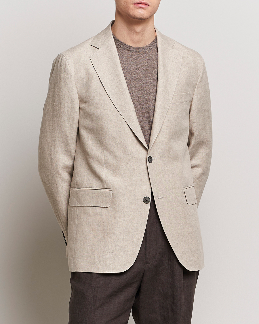 Herr | Kavajer | Oscar Jacobson | Fogerty Linen Blazer Beige