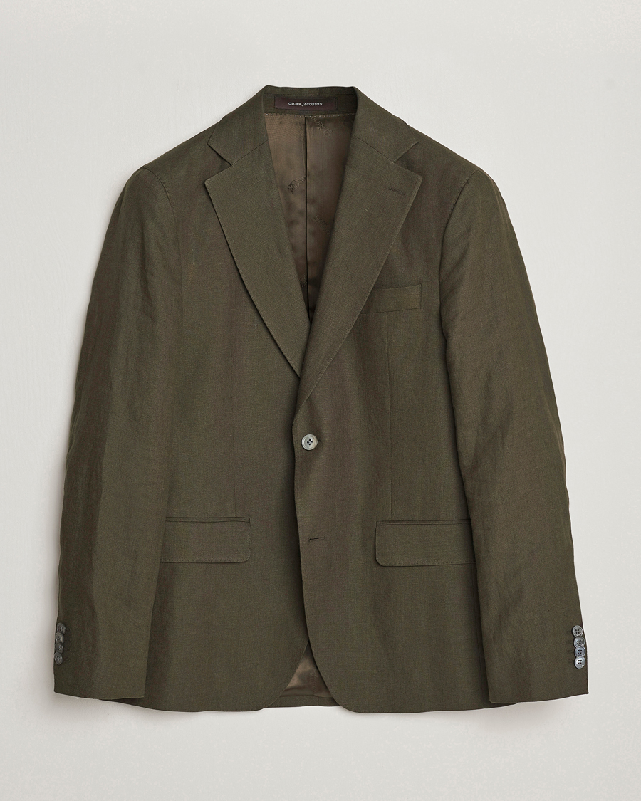 Heren | Blazers | Oscar Jacobson | Fogerty Linen Blazer Olive
