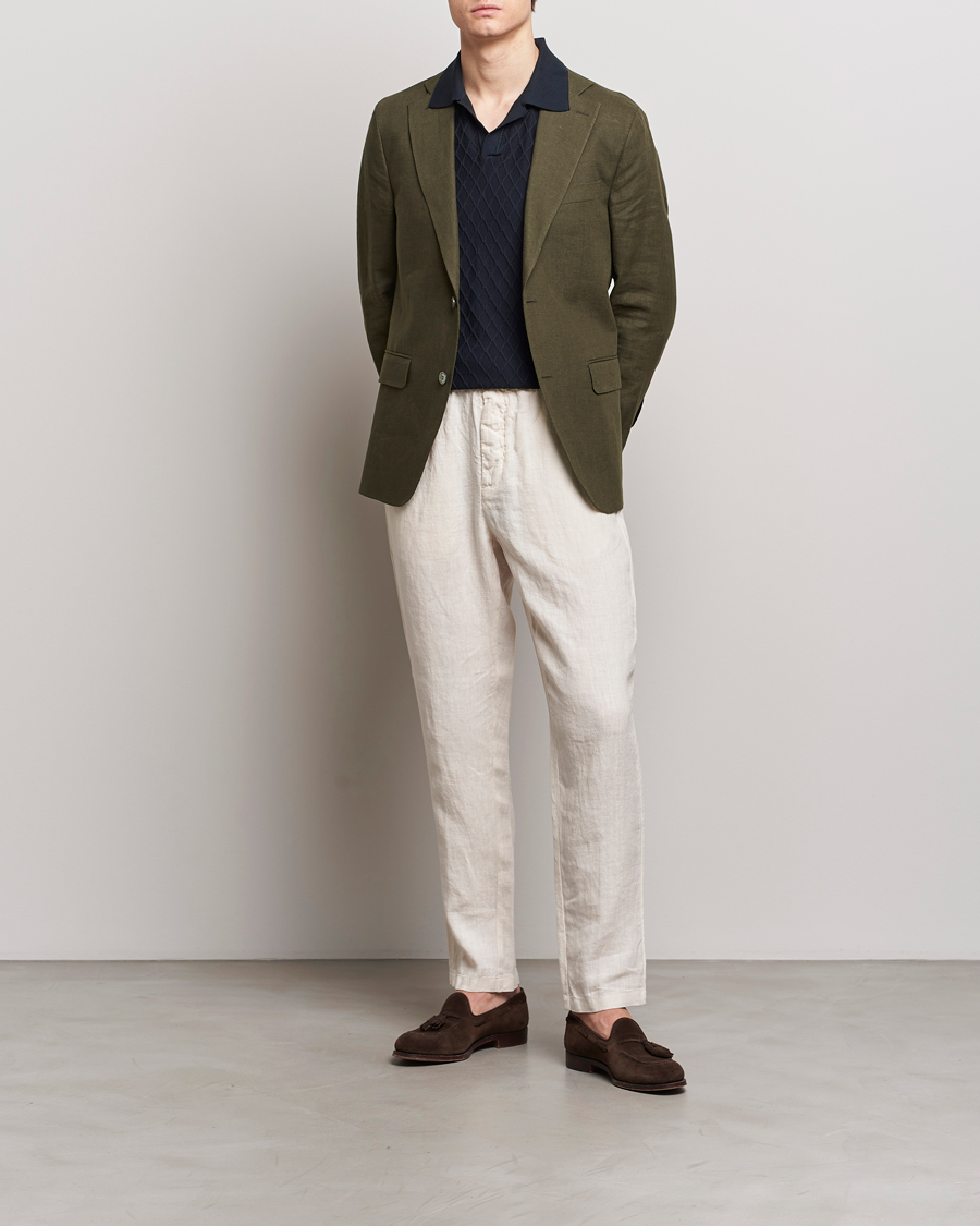 Heren | Blazers | Oscar Jacobson | Fogerty Linen Blazer Olive