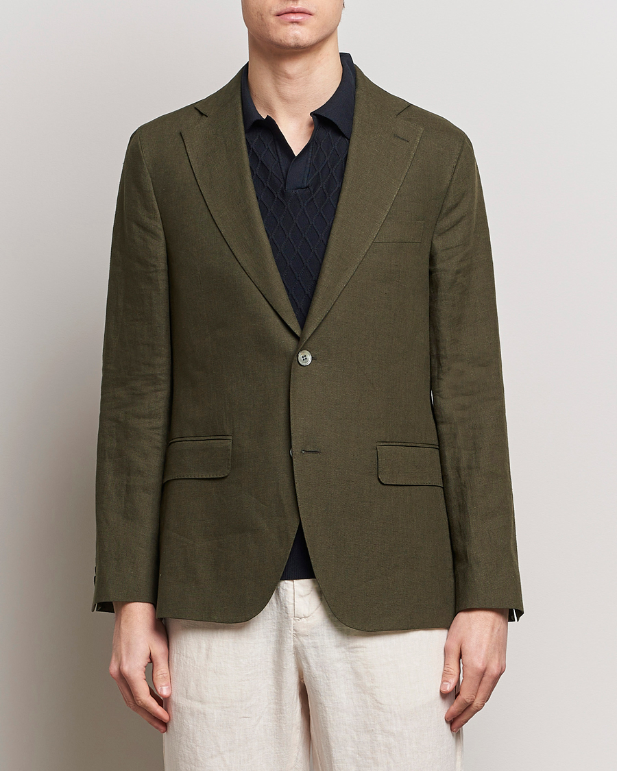 Heren |  | Oscar Jacobson | Fogerty Linen Blazer Olive