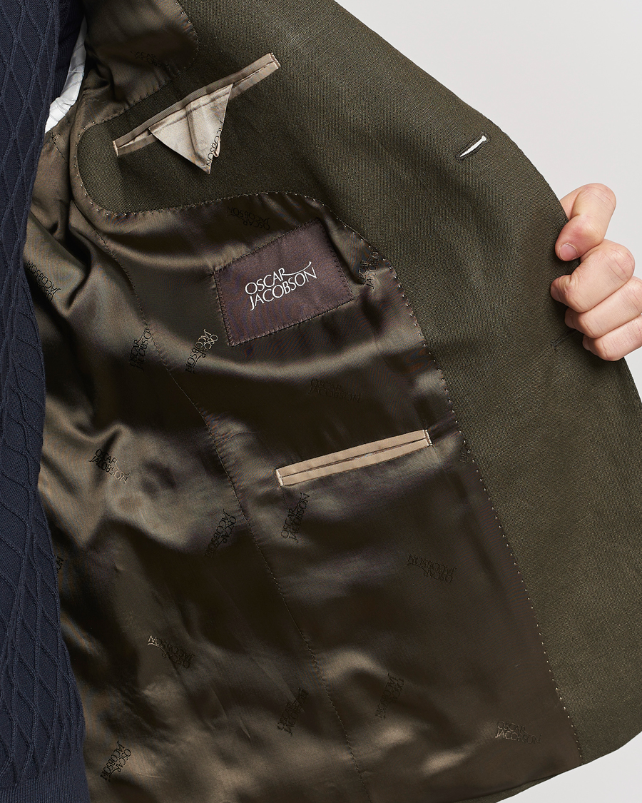 Heren | Blazers | Oscar Jacobson | Fogerty Linen Blazer Olive