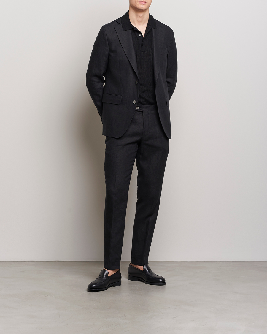 Heren | Broeken | Oscar Jacobson | Denz Linen Trousers Black
