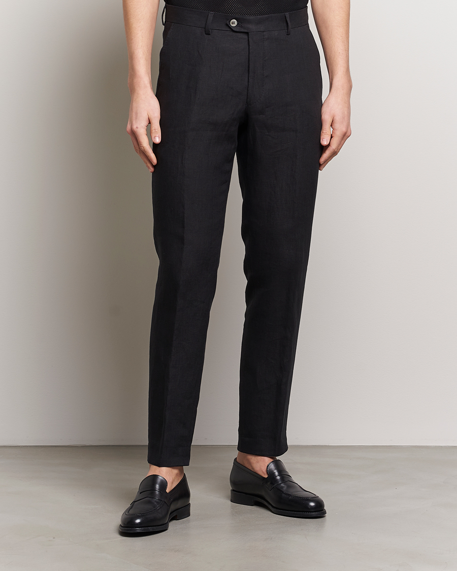 Heren | Pakbroeken | Oscar Jacobson | Denz Linen Trousers Black