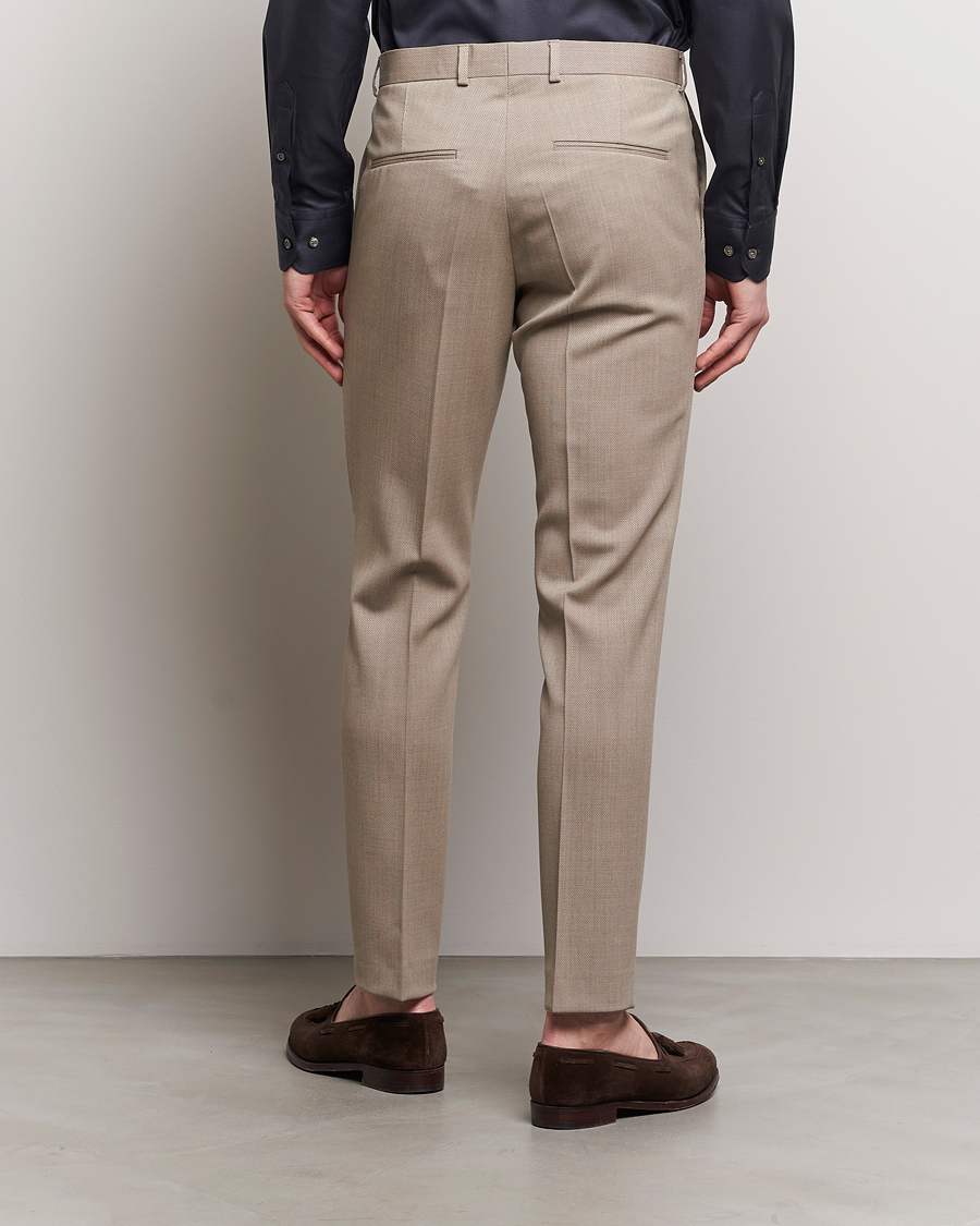 Heren | Broeken | Oscar Jacobson | Denz Structured Wool Trousers Beige