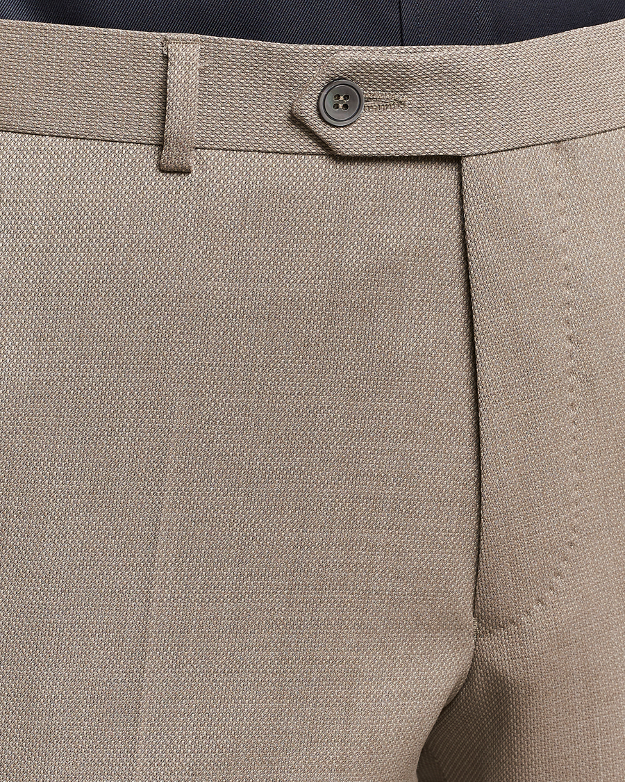 Heren | Broeken | Oscar Jacobson | Denz Structured Wool Trousers Beige