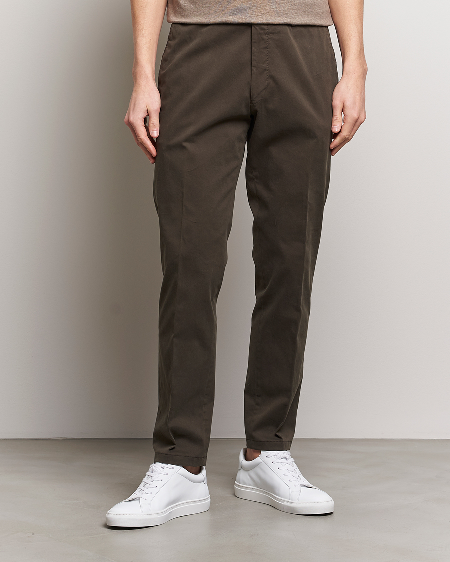 Heren | Smart casual | Oscar Jacobson | Denz Casual Cotton Trousers Olive