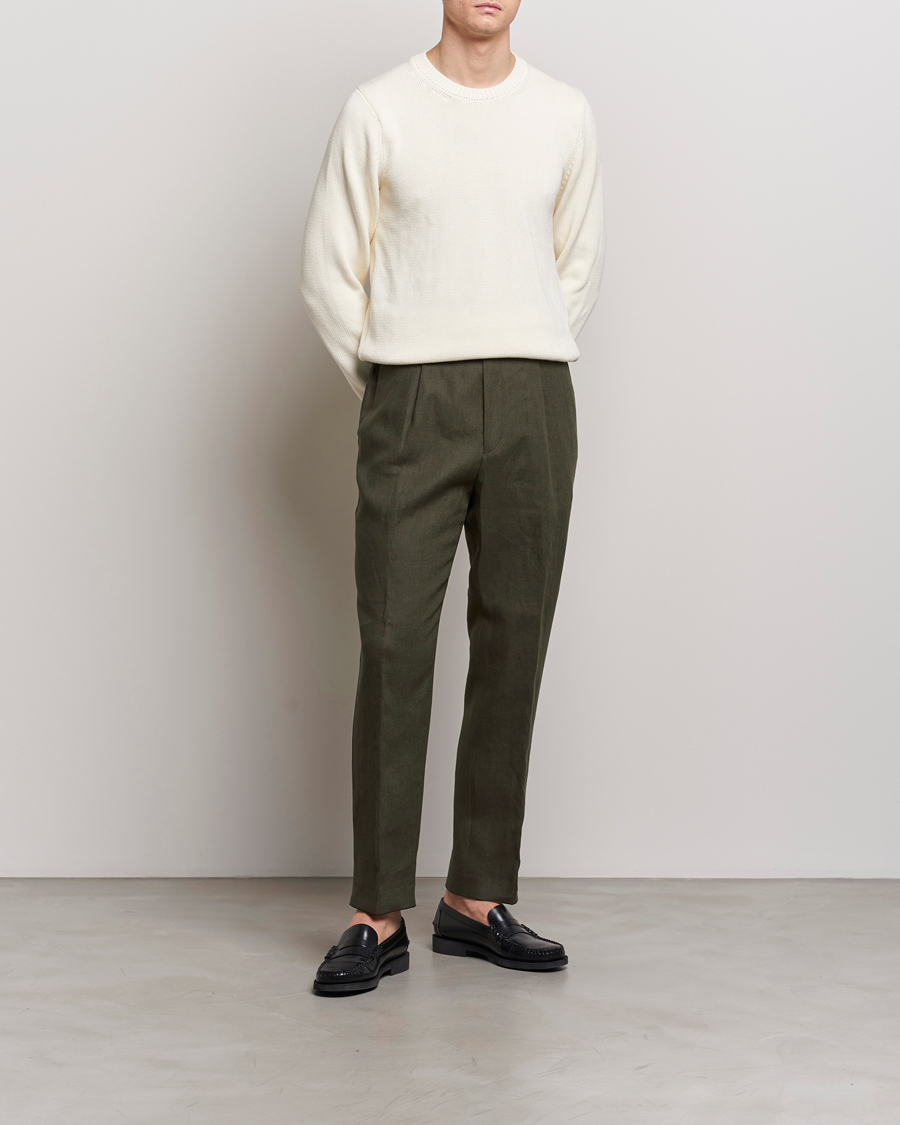 Heren | Broeken | Oscar Jacobson | Delon Linen Trousers Olive