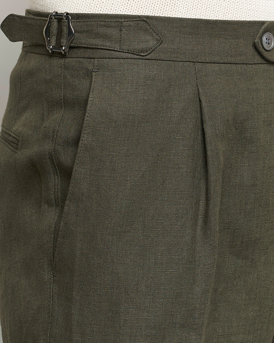 Heren | Broeken | Oscar Jacobson | Delon Linen Trousers Olive