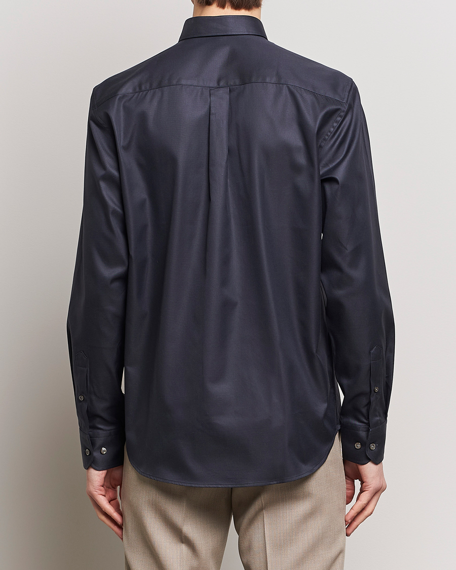 Heren | Overhemden | Oscar Jacobson | Regular Fit Button Down Cotton Twill Shirt Black