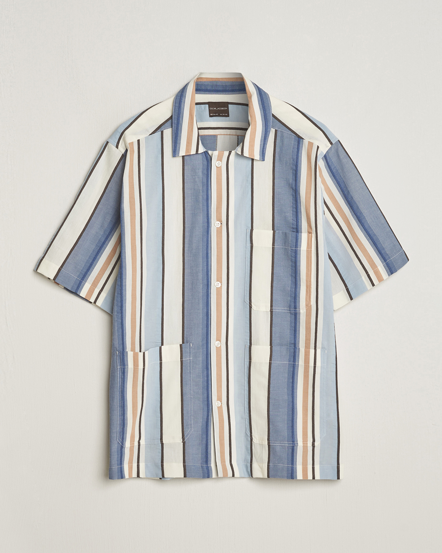 Heren | Overhemden | Oscar Jacobson | Hanks Short Sleeve Striped Cotton Shirt Multi