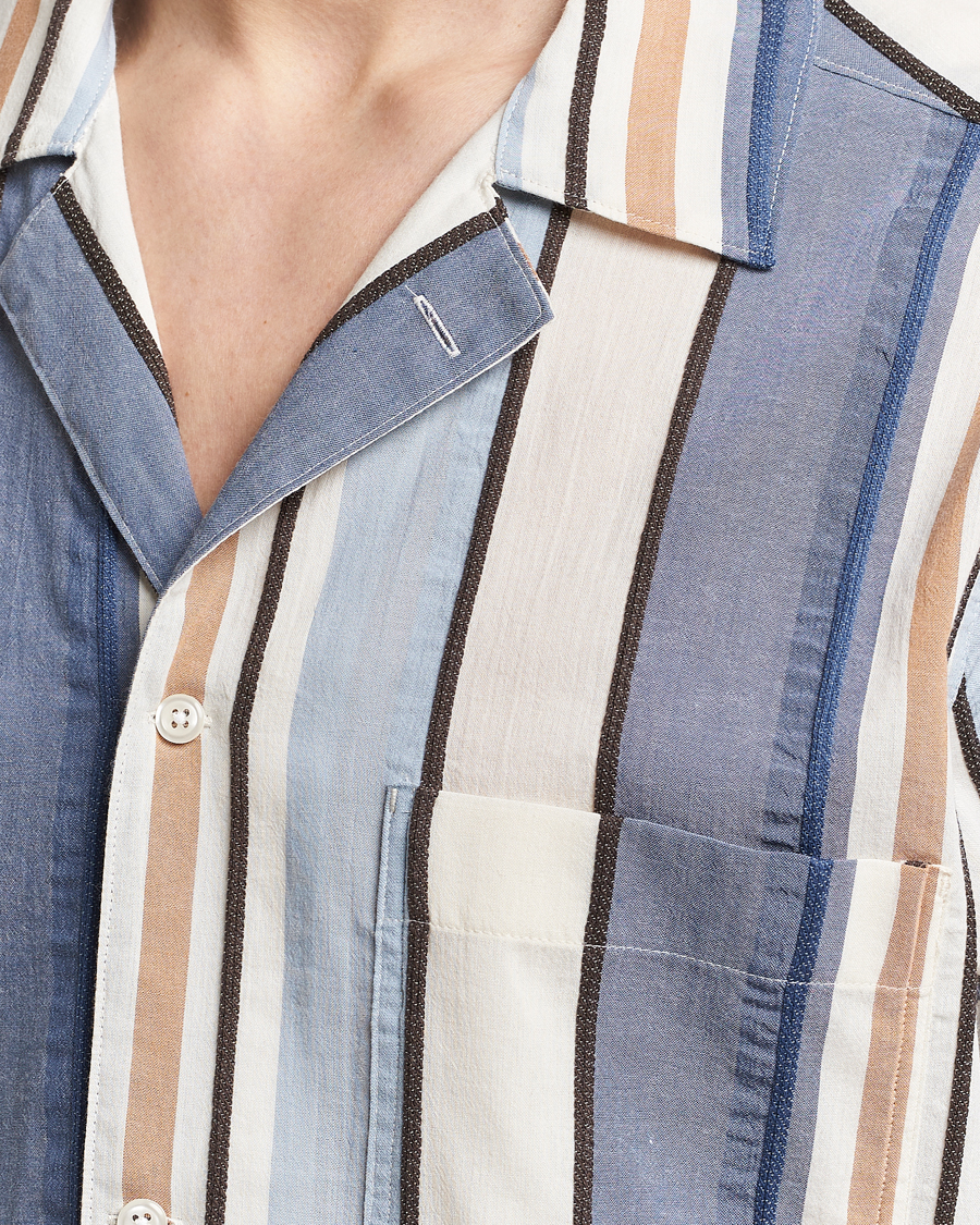 Heren | Overhemden | Oscar Jacobson | Hanks Short Sleeve Striped Cotton Shirt Multi