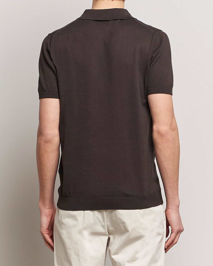 Heren | Polo's | Oscar Jacobson | Otto Short Sleeve Zip Polo Brown