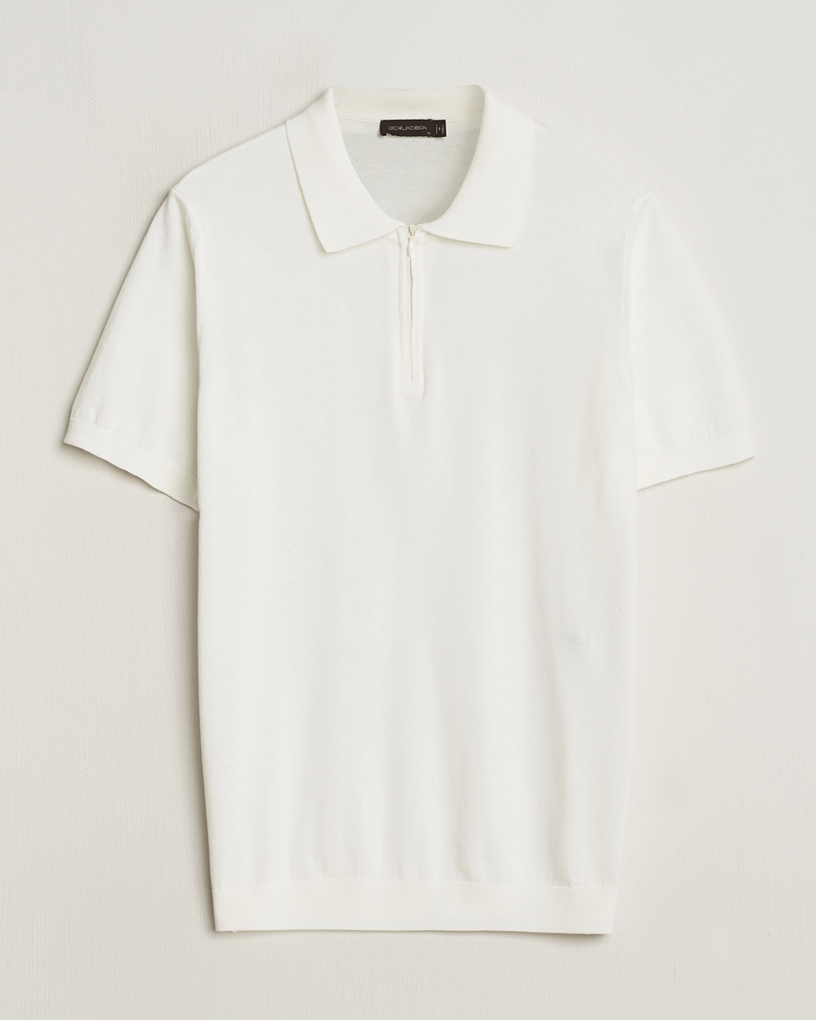 Heren | Polo's | Oscar Jacobson | Otto Short Sleeve Zip Polo White